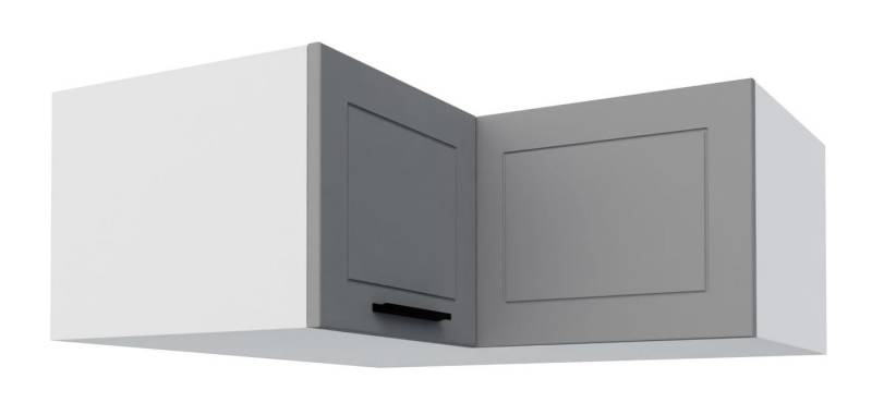 Feldmann-Wohnen Eckhängeschrank Kvantum (2-türig, 1 Fach, Türanschlag beidseitig, Soft-Close, 1-St., Fronten mit dekorativen Fräsungen und leicht abgerundeten Ecken) 90x90x36cm eiche artisan - weiß matt (Q-W14/90/36) von Feldmann-Wohnen