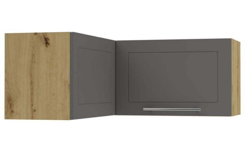 Feldmann-Wohnen Eckhängeschrank Kvantum (2-türig, 1 Fach, Türanschlag beidseitig, Soft-Close, 1-St., Fronten mit dekorativen Fräsungen und leicht abgerundeten Ecken) 90x90x36cm eiche artisan - graphit matt (Q-W14/90/36) von Feldmann-Wohnen