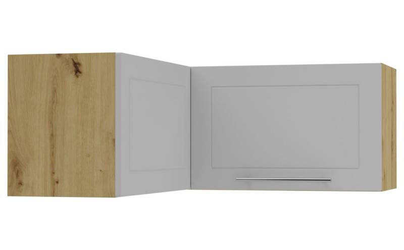 Feldmann-Wohnen Eckhängeschrank Kvantum (2-türig, 1 Fach, Türanschlag beidseitig, Soft-Close, 1-St., Fronten mit dekorativen Fräsungen und leicht abgerundeten Ecken) 90x90x36cm eiche artisan - dust grey matt (Q-W14/90/36) von Feldmann-Wohnen