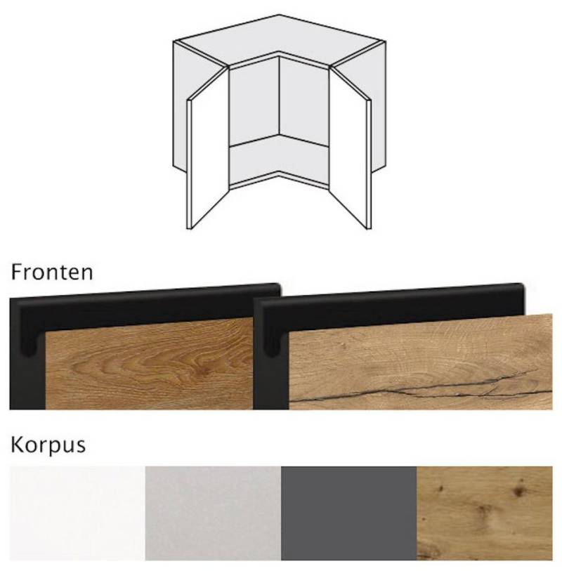 Feldmann-Wohnen Eckhängeschrank Treviso (1-St) 60x60x36cm grifflos lava - Halifax Eiche-schwarz (TR-W12/60/36) von Feldmann-Wohnen