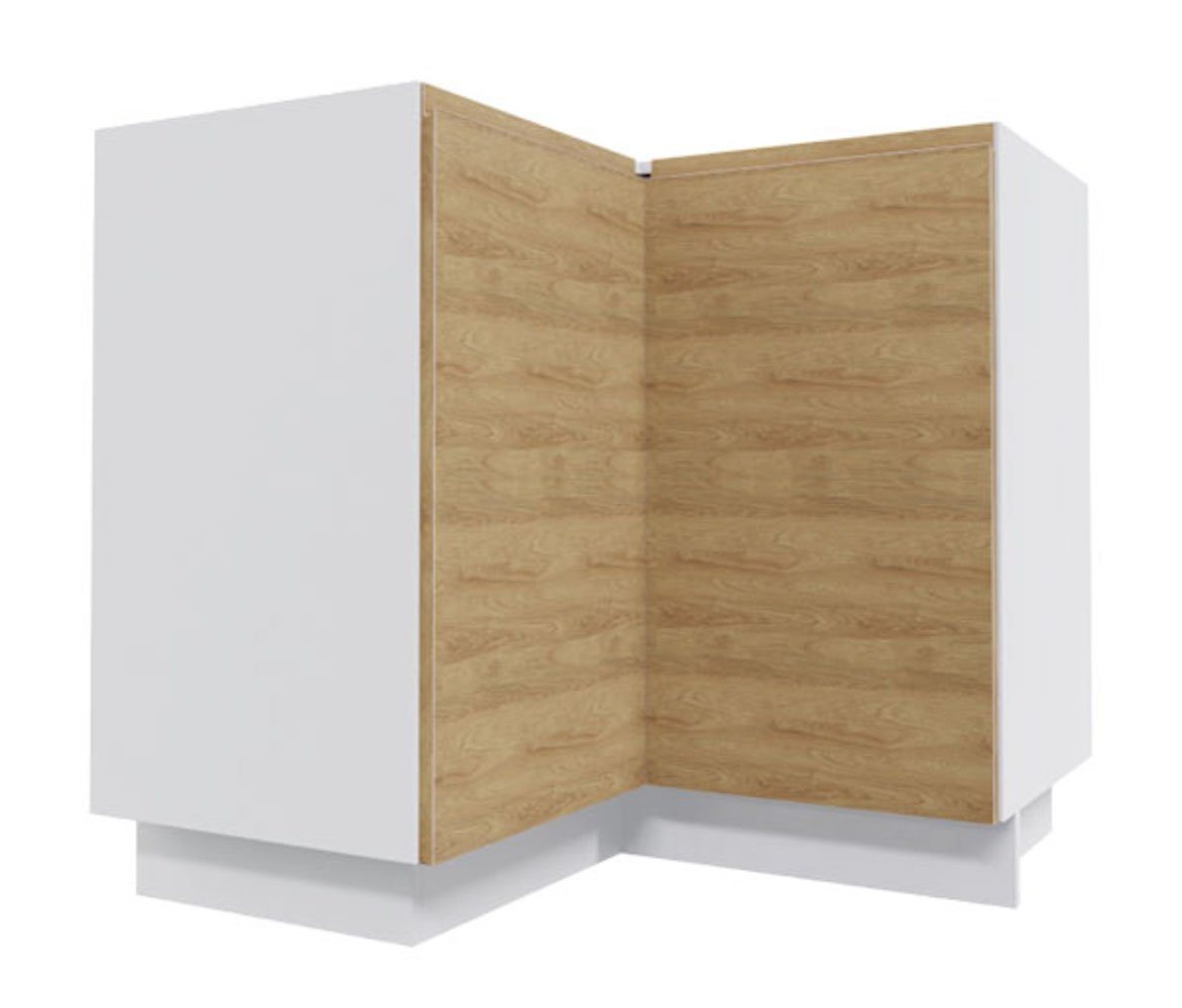 Feldmann-Wohnen Eckschrank Arezzo (1-St) 90x90x82cm grifflos weiß - Hickory Natur (AZ-D12/90/kosz) von Feldmann-Wohnen