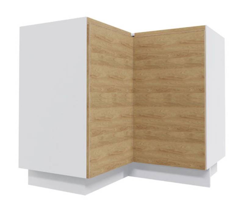 Feldmann-Wohnen Eckschrank Arezzo (1-St) 90x90x82cm grifflos weiß - Hickory Natur (AZ-D12/90/polka) von Feldmann-Wohnen