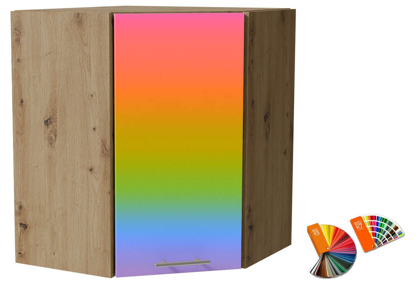 Feldmann-Wohnen Eckschrank Brerra (W10/60, 1-türig, 2 Einlegeböden, 1-St., moderne Optik, lackierte Fronten, 60x60x72cm) Eiche Artisan / RAL Wunschfarbe (K5 oder K7) von Feldmann-Wohnen
