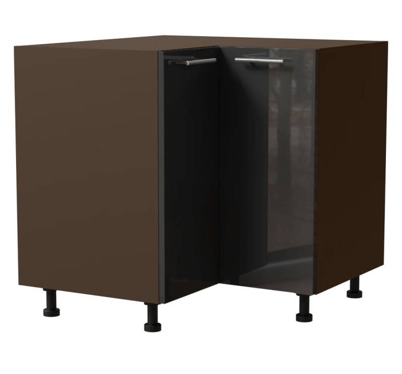 Feldmann-Wohnen Eckschrank Essen (D12/90, 2 Türen, 1-St., moderne Optik, Acrylfronten mit Glaseffekt) 90x90x82cm lava - graphit Hochglanz (ES-D12/90) von Feldmann-Wohnen