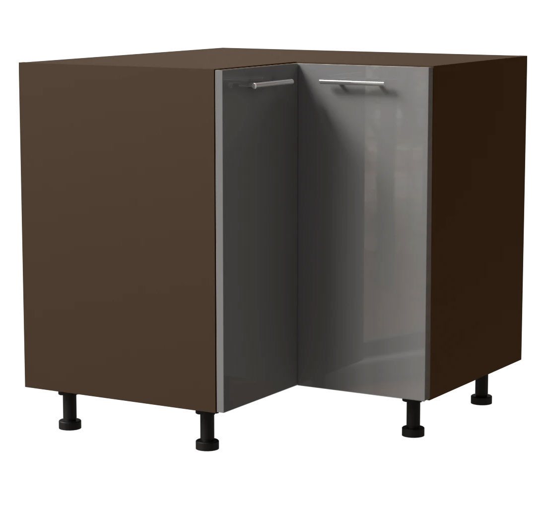Feldmann-Wohnen Eckschrank Essen (D12/90, 2 Türen, 1-St., moderne Optik, Acrylfronten mit Glaseffekt) 90x90x82cm lava - grau Hochglanz (ES-D12/90) von Feldmann-Wohnen