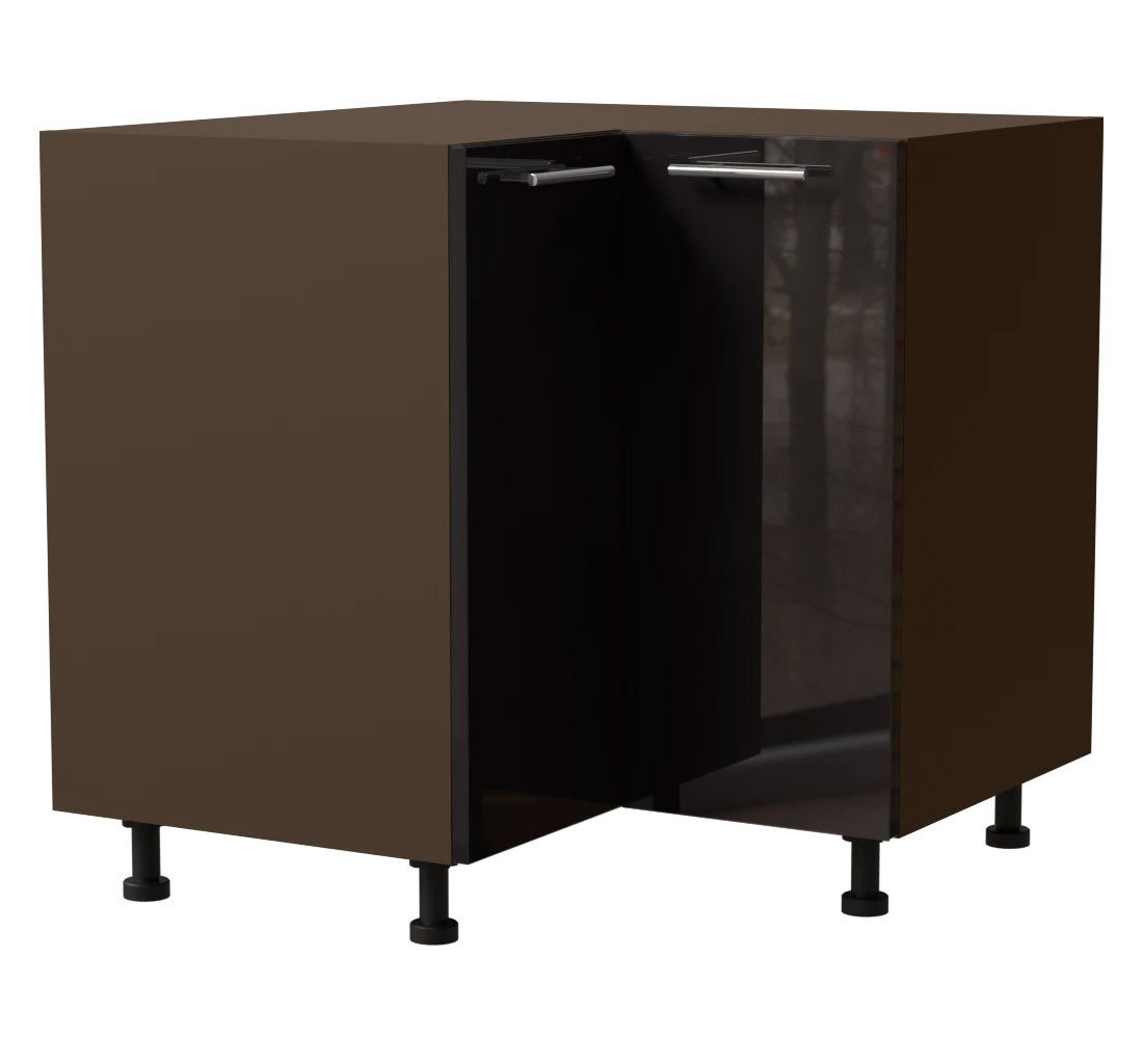 Feldmann-Wohnen Eckschrank Essen (D12/90, 2 Türen, 1-St., moderne Optik, Acrylfronten mit Glaseffekt) 90x90x82cm lava - schwarz Hochglanz (ES-D12/90) von Feldmann-Wohnen