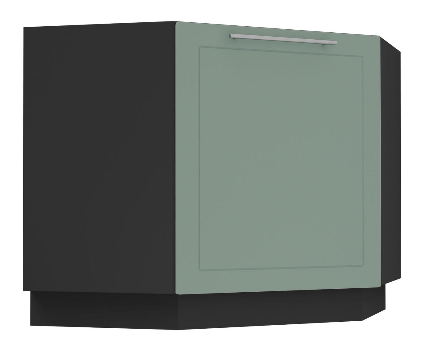 Feldmann-Wohnen Eckschrank Kvantum (Türscharniere mit Soft-Close-Funktion, 1-St., Fronten mit dekorativen Fräsungen und leicht abgerundeten Ecken) 90x50x82cm schwarz - mint matt (Q-D12R/90) von Feldmann-Wohnen