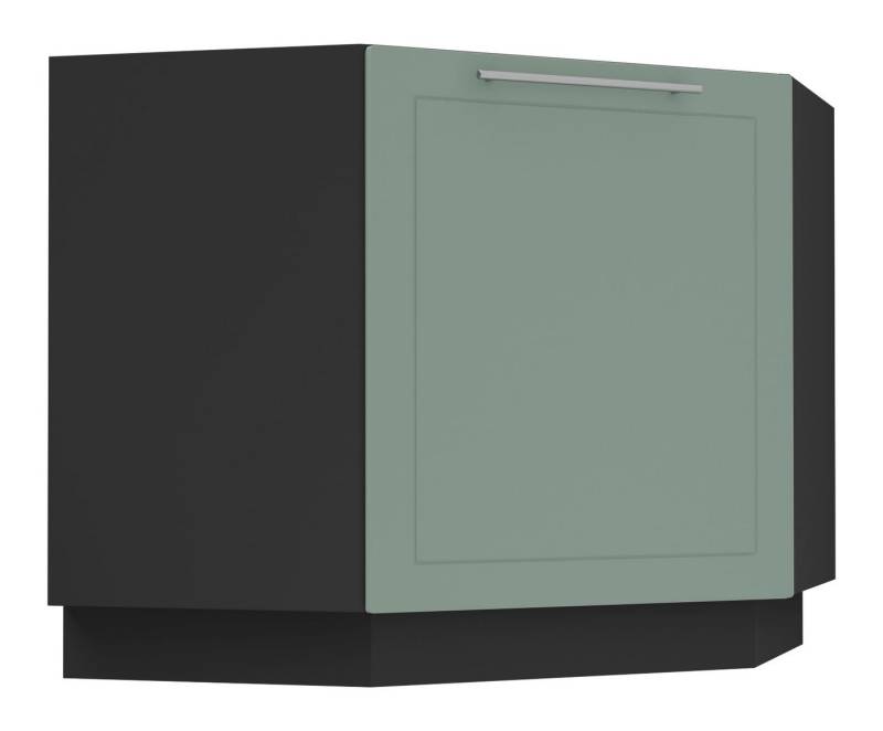 Feldmann-Wohnen Eckschrank Kvantum (Türscharniere mit Soft-Close-Funktion, 1-St., Fronten mit dekorativen Fräsungen und leicht abgerundeten Ecken) 90x50x82cm schwarz - mint matt (Q-D12R/90) von Feldmann-Wohnen