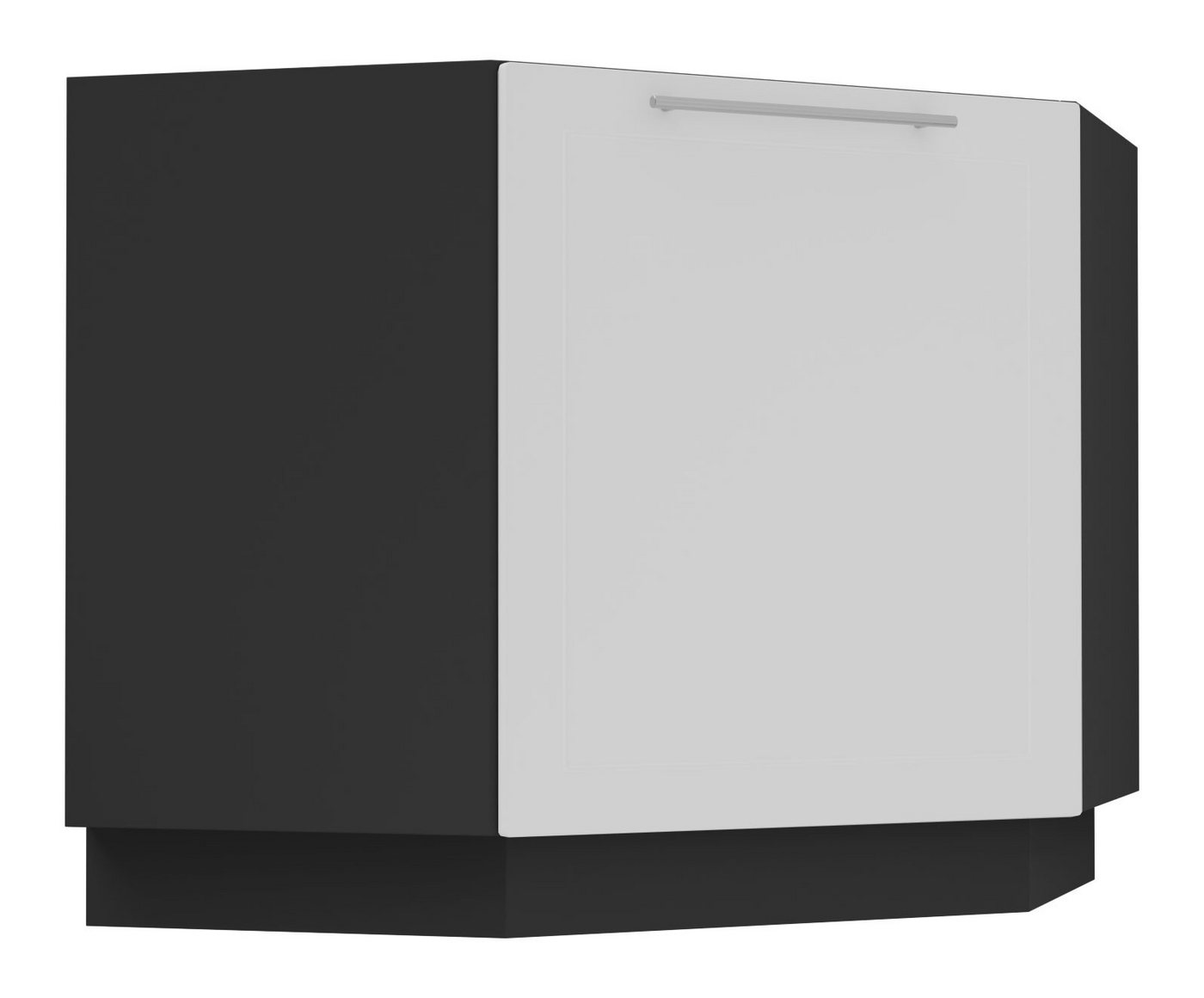 Feldmann-Wohnen Eckschrank Kvantum (Türscharniere mit Soft-Close-Funktion, 1-St., Fronten mit dekorativen Fräsungen und leicht abgerundeten Ecken) 90x50x82cm schwarz - weiß matt (Q-D12R/90) von Feldmann-Wohnen