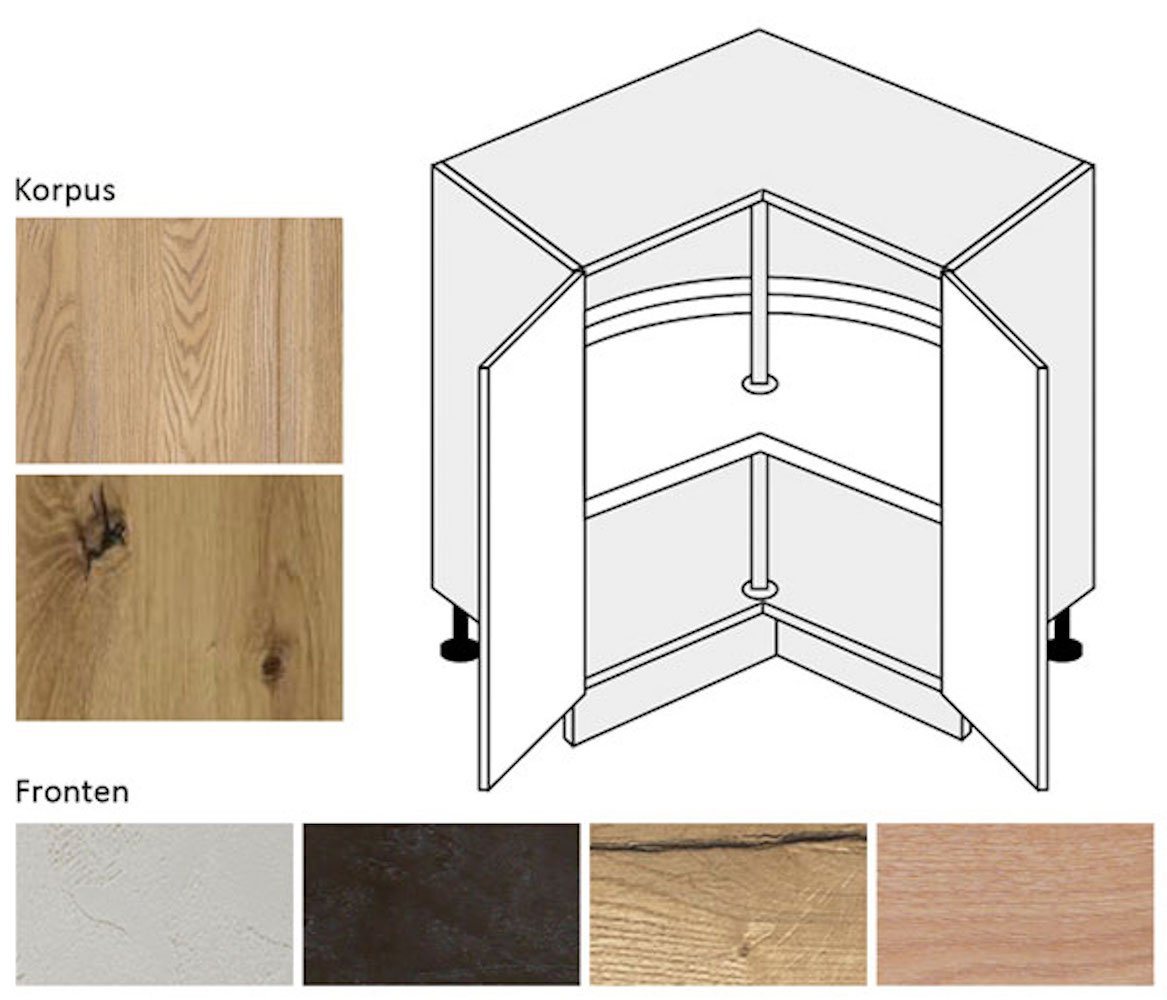 Feldmann-Wohnen Eckschrank Malmo (Malmo, 1-St) 84cm Korpusfarbe artisan eiche Frontfarbe & Ausführung wählbar 2-türig von Feldmann-Wohnen