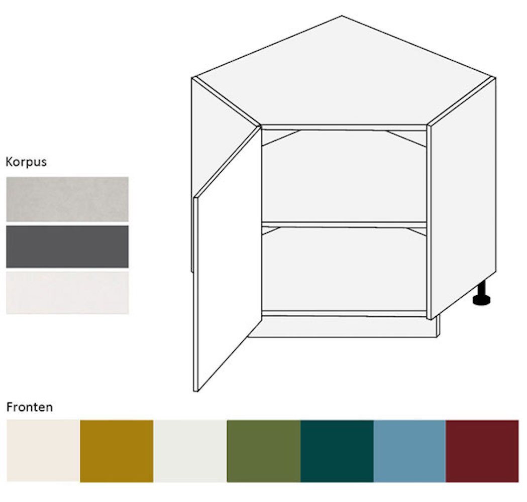 Feldmann-Wohnen Eckschrank Rimini (1-türig, Inneinausstattung wählbar, 1-St., moderne Optik, MDF Kasetten-Fronten, Soft-Close) 84x84cm Farbe & Ausführung wählbar von Feldmann-Wohnen