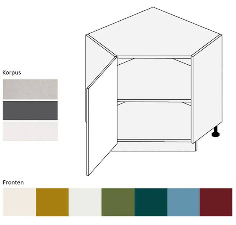 Feldmann-Wohnen Eckschrank Rimini (1-türig, Inneinausstattung wählbar, 1-St., moderne Optik, MDF Kasetten-Fronten, Soft-Close) 84x84cm Farbe & Ausführung wählbar von Feldmann-Wohnen