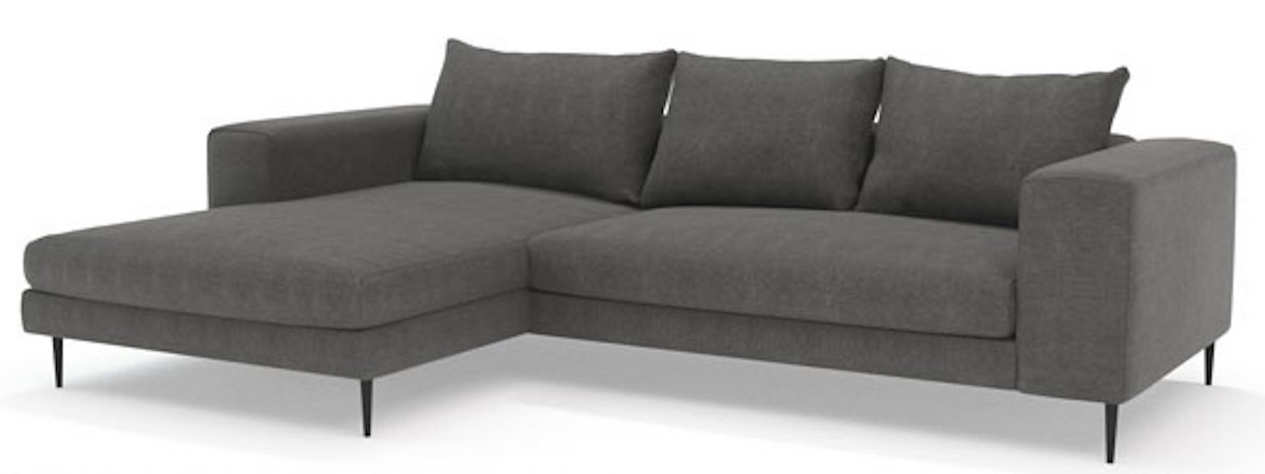 Feldmann-Wohnen Ecksofa Austin, 1 Teile, 275x170x83cm dunkelgrau Recamiere links mit Kissen von Feldmann-Wohnen