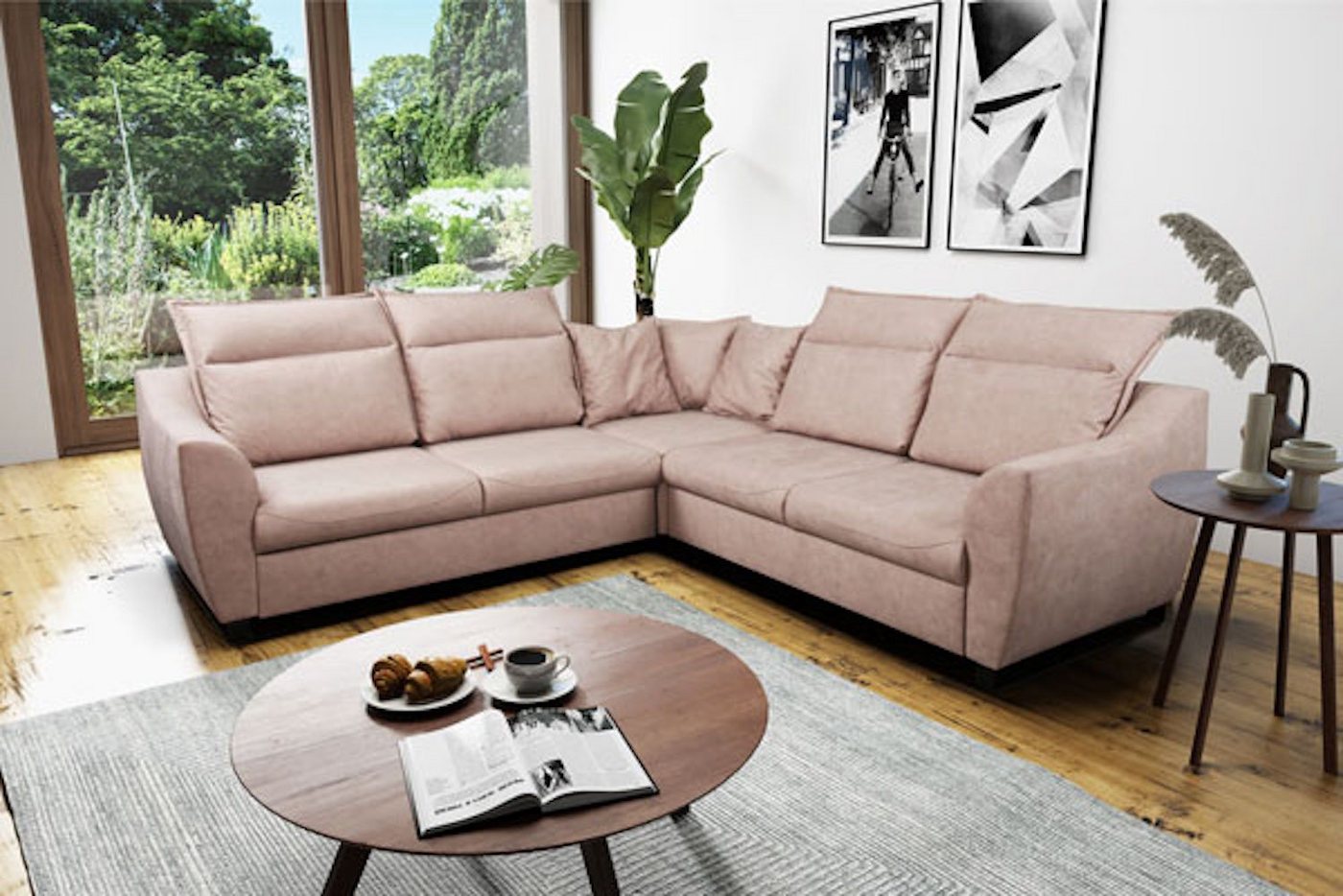 Feldmann-Wohnen Ecksofa Lagos, 245cm Farbe und Ausführung wählbar mit Schlaffunktion und Bettkasten von Feldmann-Wohnen