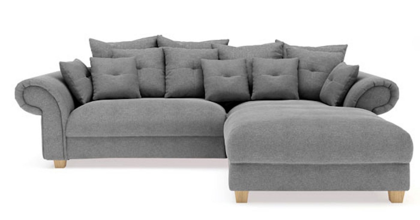 Feldmann-Wohnen Ecksofa Quito, 1 Teile, 276x190x92cm dunkelgrau Recamiere rechts mit Kissen von Feldmann-Wohnen