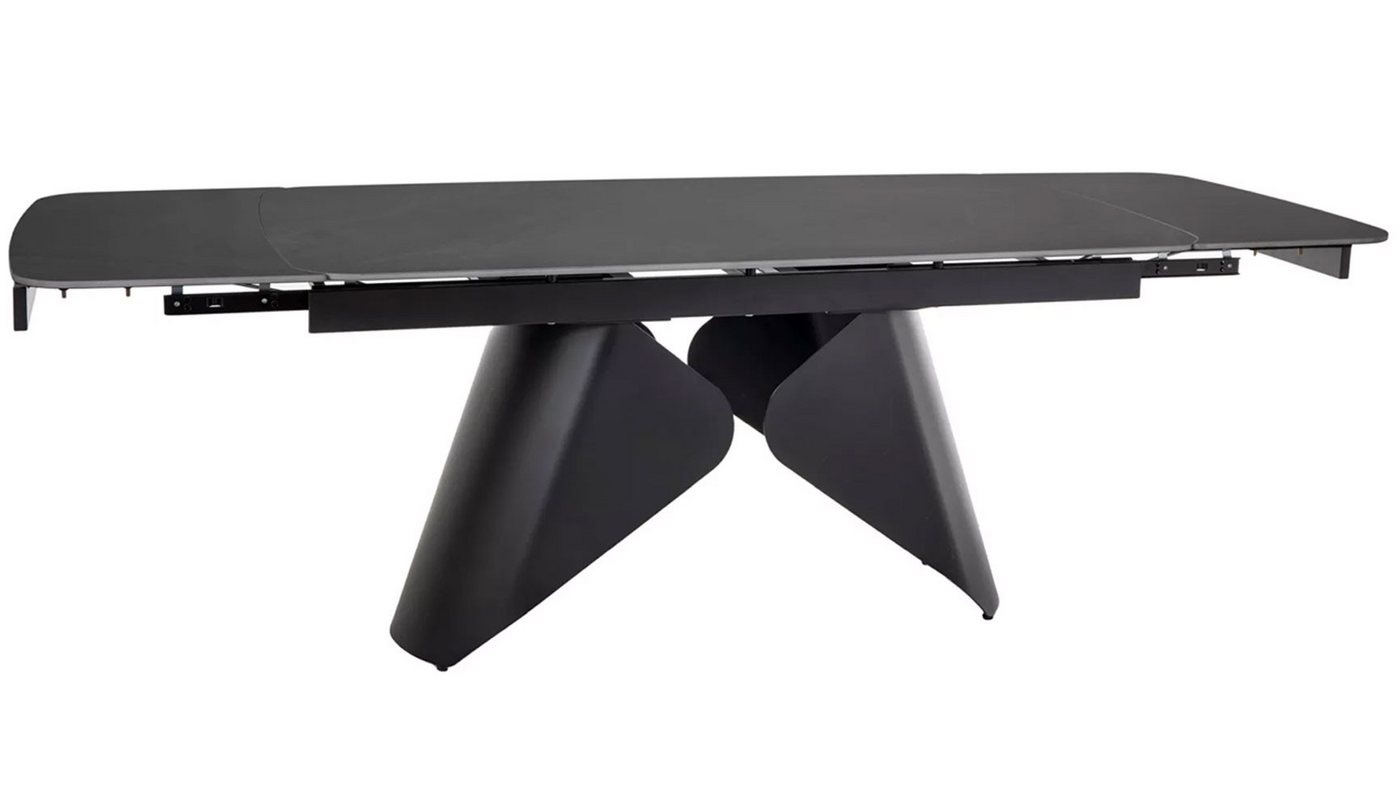 Feldmann-Wohnen Esstisch Armando (Tischplatte ausziehbar bis 240cm, 1-St., Marmor Optik, Tischplatte aus gehärtetem Glas), 160-240x90x76cm ausziehbar Schwarz Marmor / Schwarz von Feldmann-Wohnen