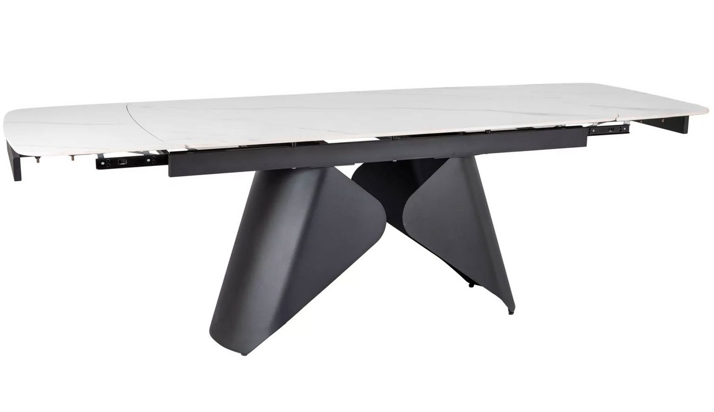 Feldmann-Wohnen Esstisch Armando (Tischplatte ausziehbar bis 240cm, 1-St., Marmor Optik, Tischplatte aus gehärtetes Glas), 160-240x90x76cm ausziehbar Weiß Marmor / Schwarz von Feldmann-Wohnen