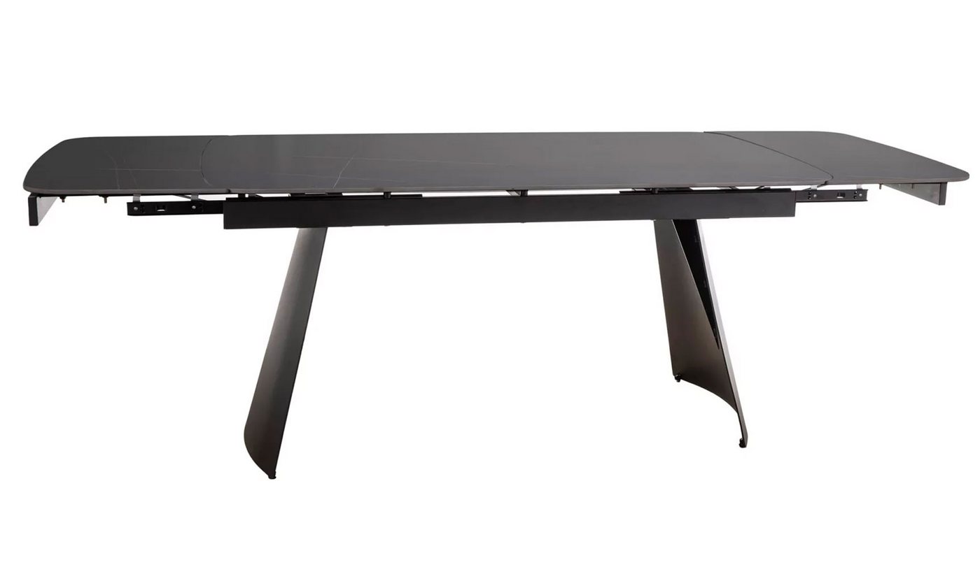 Feldmann-Wohnen Esstisch Bardi (Tischplatte ausziehbar bis 240cm, 1-St., Marmor Optik, Tischplatte aus gehärtetem Glas), 160-240x90x76cm schwarz Marmor matt / schwarz matt ausziehbar von Feldmann-Wohnen