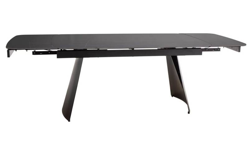 Feldmann-Wohnen Esstisch Bardi (Tischplatte ausziehbar bis 240cm, 1-St., Marmor Optik, Tischplatte aus gehärtetem Glas), 160-240x90x76cm schwarz Marmor matt / schwarz matt ausziehbar von Feldmann-Wohnen