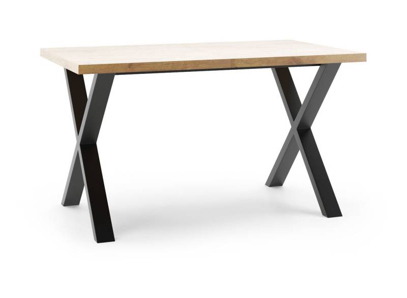 Feldmann-Wohnen Esstisch Hammerfest (mit 2 Erweiterungsstücken, 1-St., moderne Optik, rechteckig, erweiterbar, mit Metallgestell), 120 / 220cm ausziehbar Halifax Eiche natur von Feldmann-Wohnen
