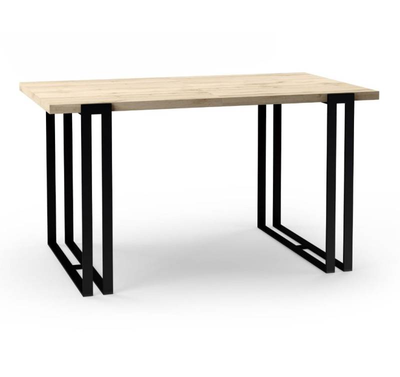 Feldmann-Wohnen Esstisch Horten (mit 2 Erweiterungsstücken und Metallgestell, 1-St., moderne Optik, Tischplatte rechteckig ausziehbar), 120/220x80cm ausziehbar Chicago Concrete dunkelgrau von Feldmann-Wohnen