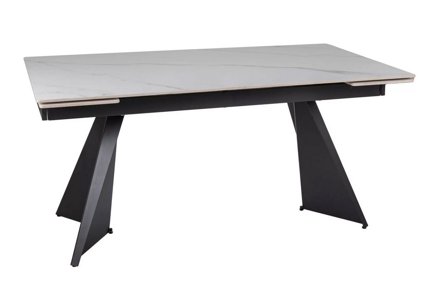 Feldmann-Wohnen Esstisch Laconi (Tischplatte ausziehbar bis 240cm, 1-St., Marmor Optik, Tischplatte aus gehärtetem Glas), 160-220x90x75cm weiß Marmor matt / schwarz matt ausziehbar von Feldmann-Wohnen