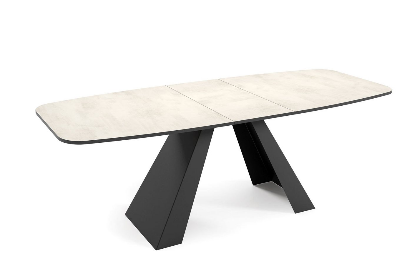 Feldmann-Wohnen Esstisch Myron (Myron, 1-St., moderne Optik, Tischplatte ausziehbar), 160 / 200cm ausziehbar Chromix weiß von Feldmann-Wohnen