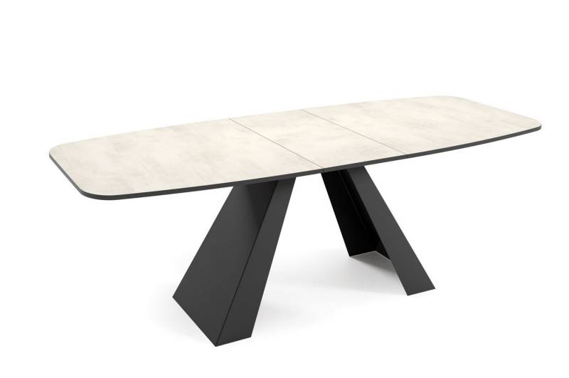 Feldmann-Wohnen Esstisch Myron (Myron, 1-St., moderne Optik, Tischplatte ausziehbar), 160 / 200cm ausziehbar Chromix weiß von Feldmann-Wohnen