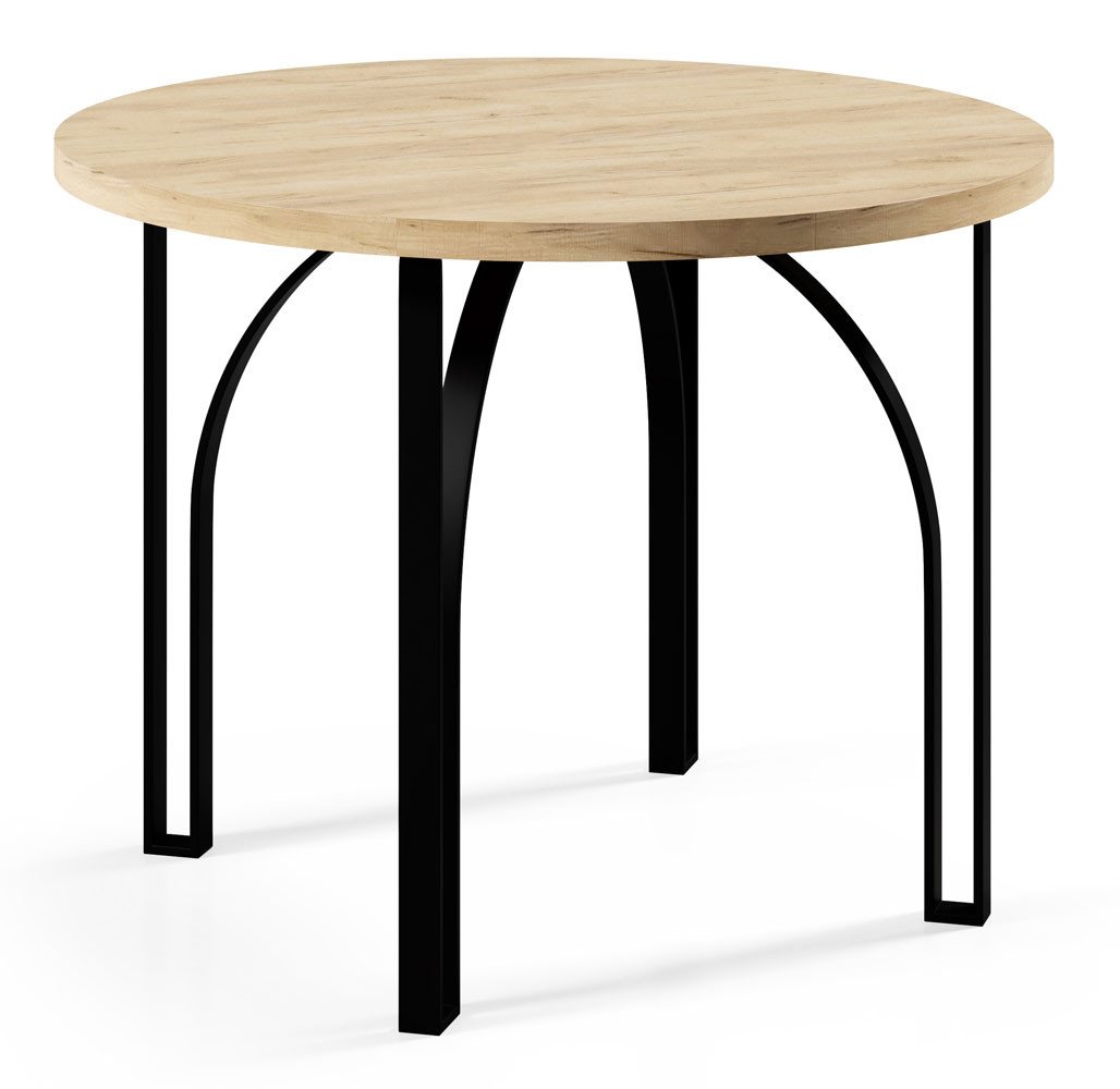 Feldmann-Wohnen Esstisch Nastro (mit 2 Erweiterungsstücken und Metallgestell, 1-St., moderne Optik, Tischplatte rund ausziehbar), 120 / 196cm ausziehbar Eiche Lefkas Dunkel von Feldmann-Wohnen