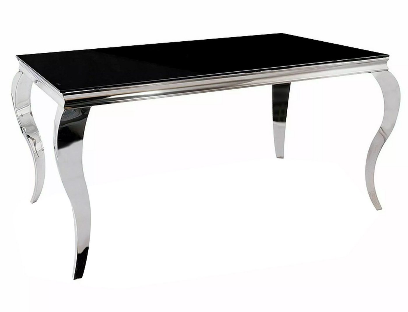Feldmann-Wohnen Esstisch Prince (Tischplatte aus gehärtetem Glas, 1-St., chromglänzendes Design, geschwungene Beine), 180x90x75cm schwarz Chrom von Feldmann-Wohnen
