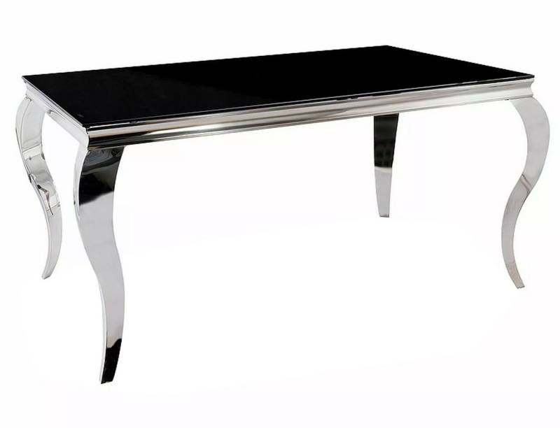 Feldmann-Wohnen Esstisch Prince (Tischplatte aus gehärtetem Glas, 1-St., chromglänzendes Design, geschwungene Beine), 180x90x75cm schwarz Chrom von Feldmann-Wohnen