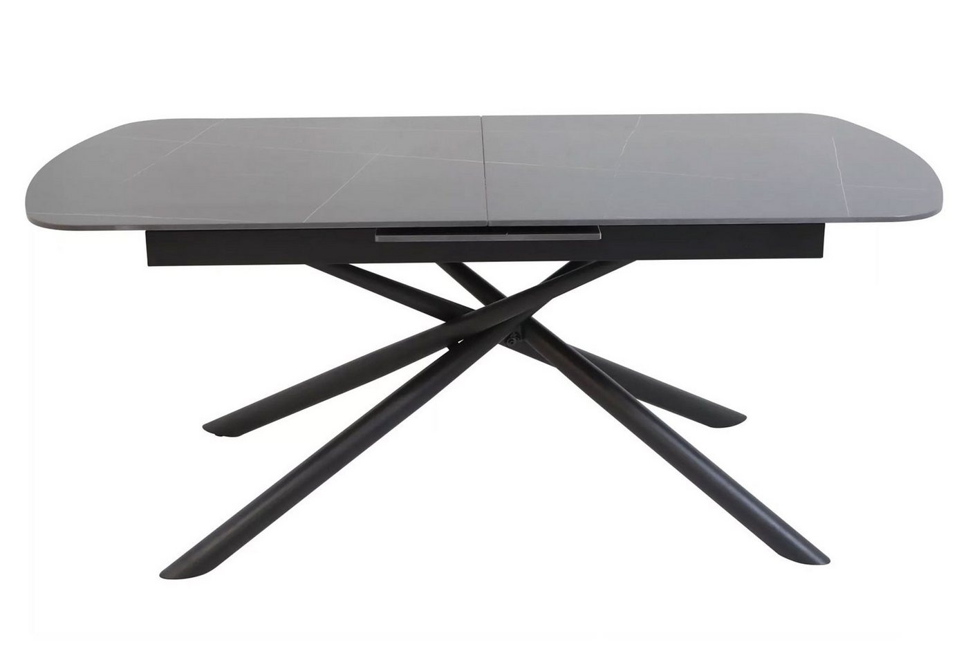 Feldmann-Wohnen Esstisch Vector (Tischplatte ausziehbar bis 200cm, 1-St., Marmor Optik, Tischplatte aus Keramik), 160-200x90x75cm schwarz Marmor matt / schwarz matt ausziehbar von Feldmann-Wohnen