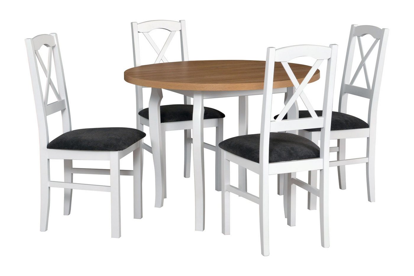 Feldmann-Wohnen Esszimmer-Set Nilo11, (Nilo11, 0-St., Esszimmer-Set), weiß / Grandson Eiche / dunkel grau Setgröße wählbar von Feldmann-Wohnen