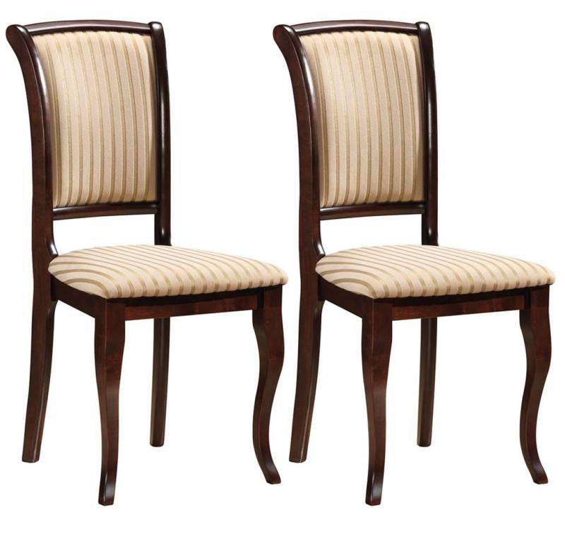 Feldmann-Wohnen Esszimmerstuhl Olivia (2 St), 2er Set Nussbaum dunkel / beige von Feldmann-Wohnen