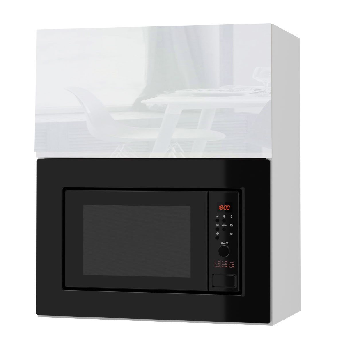 Feldmann-Wohnen Faltlifthängeschrank Avellino (W2MK/60, Mikrowellenumbauschrank mit Klapptür und Gasdruckdämpfer, 1-St., moderne Optik, Acrylfronten, Griffmulden) 60cm weiß Acryl Hochglanz / weiß grifflos für Mikrowelle von Feldmann-Wohnen