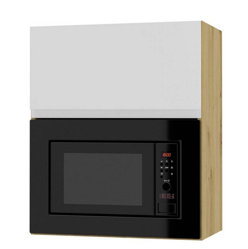 Feldmann-Wohnen Faltlifthängeschrank Avellino (W2MK/60, Mikrowellenumbauschrank mit Klapptür und Gasdruckdämpfer, 1-St., moderne Optik, Acrylfronten, Griffmulden) 60cm weiß Acryl matt / Eiche Artisan grifflos für Mikrowelle von Feldmann-Wohnen