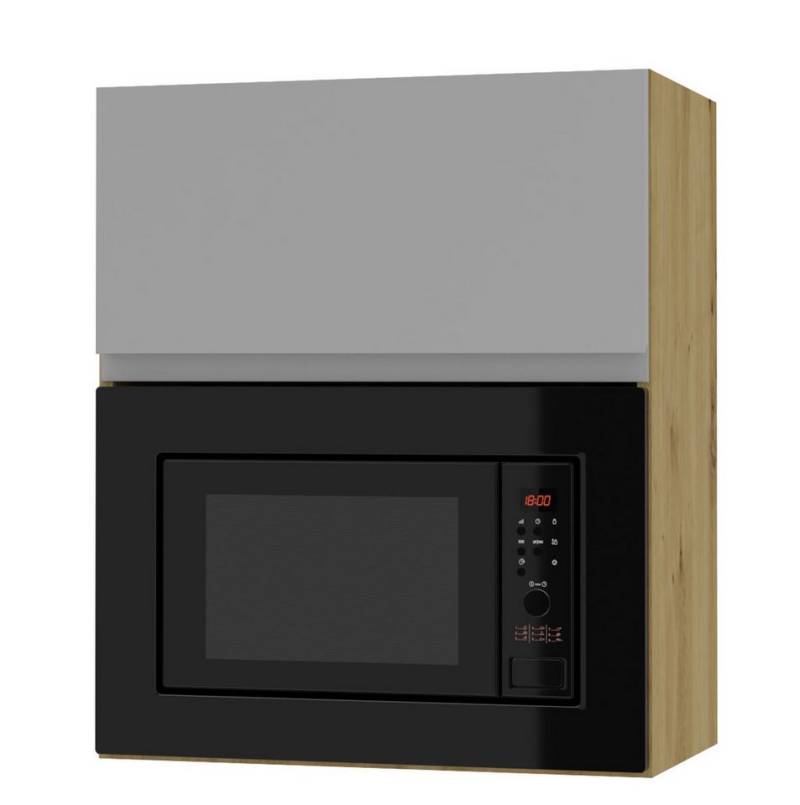 Feldmann-Wohnen Faltlifthängeschrank Avellino (W2MK/60, Mikrowellenumbauschrank mit Klapptür und Gasdruckdämpfer, 1-St., moderne Optik, Acrylfronten, Griffmulden) 60cm dust grey Acryl matt / Eiche Artisan grifflos für Mikrowelle von Feldmann-Wohnen