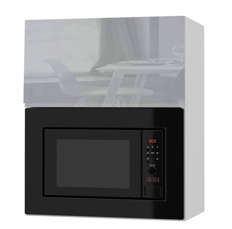 Feldmann-Wohnen Faltlifthängeschrank Avellino (W2MK/60, Mikrowellenumbauschrank mit Klapptür und Gasdruckdämpfer, 1-St., moderne Optik, Acrylfronten, Griffmulden) 60cm grau Acryl Hochglanz / weiß grifflos für Mikrowelle von Feldmann-Wohnen