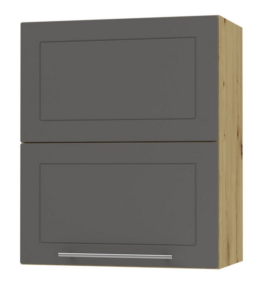 Feldmann-Wohnen Faltlifthängeschrank Kvantum (Klappenbeschläge mit Soft-Close-Funktion, 1-St., Fronten mit dekorativen Fräsungen und leicht abgerundeten Ecken) 60x32,5x72cm eiche artisan - graphit matt (Q-W8B/60-AV) von Feldmann-Wohnen