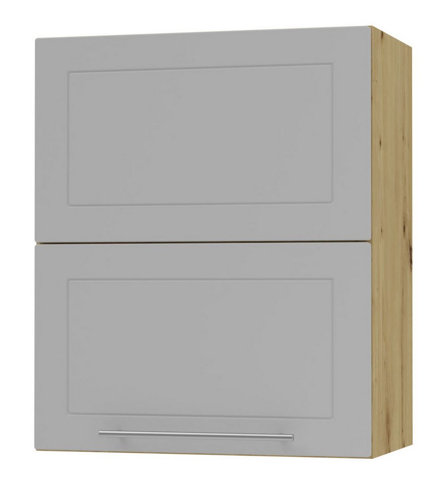 Feldmann-Wohnen Faltlifthängeschrank Kvantum (Klappenbeschläge mit Soft-Close-Funktion, 1-St., Fronten mit dekorativen Fräsungen und leicht abgerundeten Ecken) 60x32,5x72cm eiche artisan - dust grey matt (Q-W8B/60-AV) von Feldmann-Wohnen