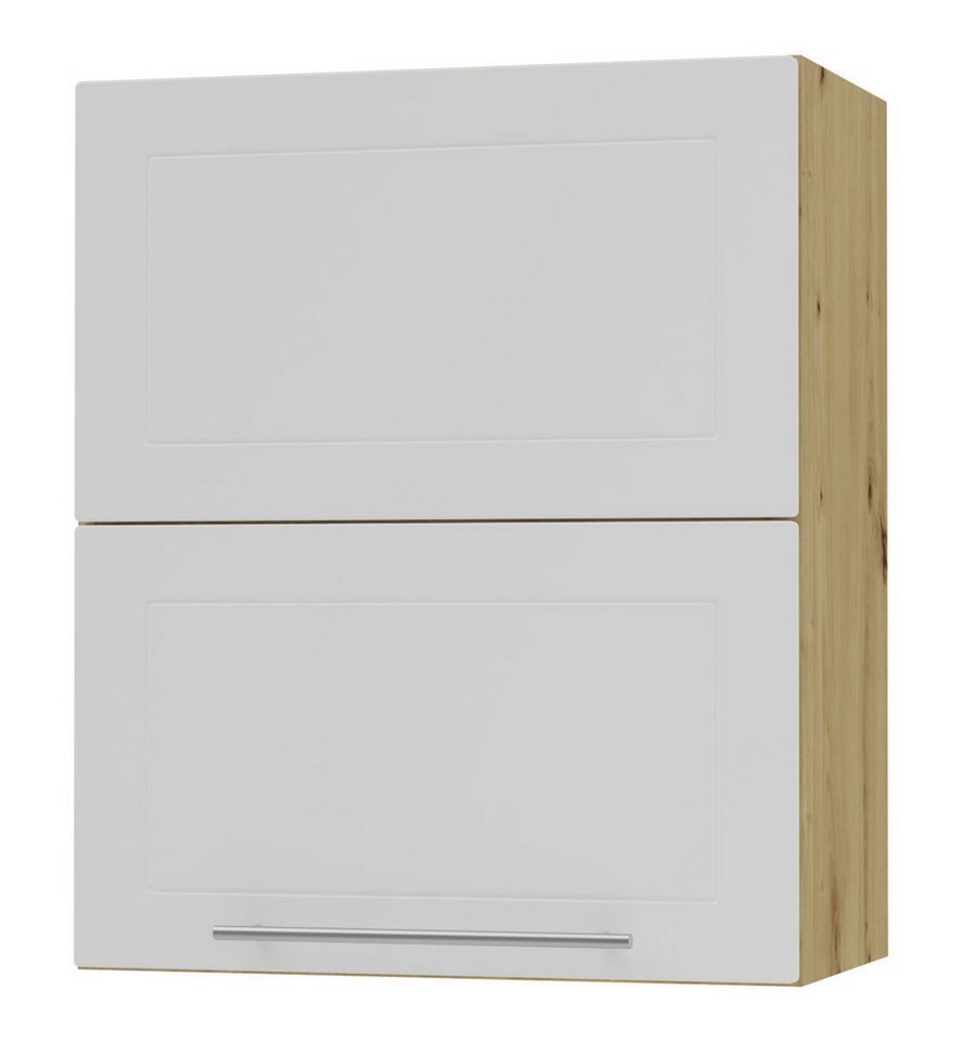 Feldmann-Wohnen Faltlifthängeschrank Kvantum (Klappenbeschläge mit Soft-Close-Funktion, 1-St., Fronten mit dekorativen Fräsungen und leicht abgerundeten Ecken) 60x32,5x72cm eiche artisan - weiß matt (Q-W8B/60-AV) von Feldmann-Wohnen