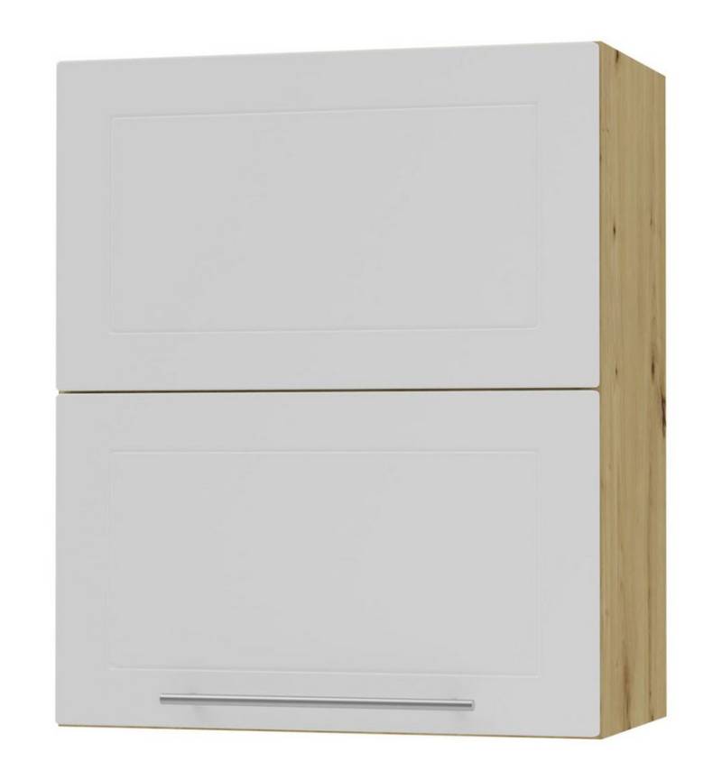 Feldmann-Wohnen Faltlifthängeschrank Kvantum (Klappenbeschläge mit Soft-Close-Funktion, 1-St., Fronten mit dekorativen Fräsungen und leicht abgerundeten Ecken) 60x32,5x72cm eiche artisan - weiß matt (Q-W8B/60-AV) von Feldmann-Wohnen