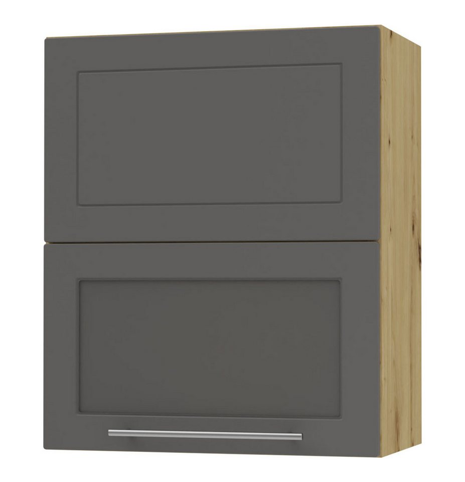 Feldmann-Wohnen Faltlifthängeschrank Kvantum (Klappenbeschläge mit Soft-Close-Funktion, 1-St., Fronten mit dekorativen Fräsungen und leicht abgerundeten Ecken) 60x32,5x72cm eiche artisan - graphit matt (Q-W8BS/60-AV) von Feldmann-Wohnen