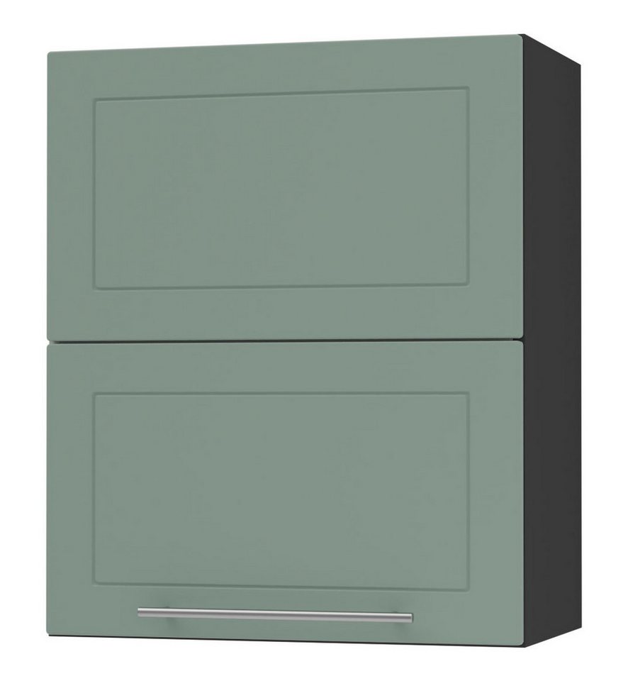 Feldmann-Wohnen Faltlifthängeschrank Kvantum (Klappenbeschläge mit Soft-Close-Funktion, 1-St., Fronten mit dekorativen Fräsungen und leicht abgerundeten Ecken) 60x32,5x72cm schwarz - mint matt (Q-W8B/60-AV) von Feldmann-Wohnen