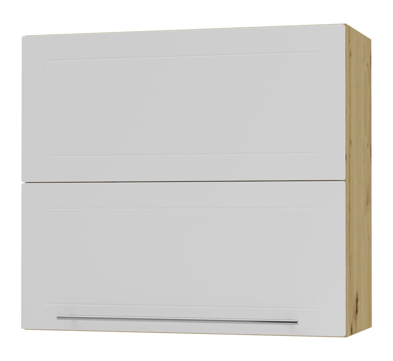 Feldmann-Wohnen Faltlifthängeschrank Kvantum (Klappenbeschläge mit Soft-Close-Funktion, 1-St., Fronten mit dekorativen Fräsungen und leicht abgerundeten Ecken) 80x32,5x72cm eiche artisan - weiß matt (Q-W8B/80-AV) von Feldmann-Wohnen