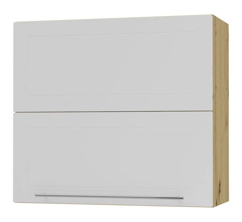 Feldmann-Wohnen Faltlifthängeschrank Kvantum (Klappenbeschläge mit Soft-Close-Funktion, 1-St., Fronten mit dekorativen Fräsungen und leicht abgerundeten Ecken) 80x32,5x72cm eiche artisan - weiß matt (Q-W8B/80-AV) von Feldmann-Wohnen