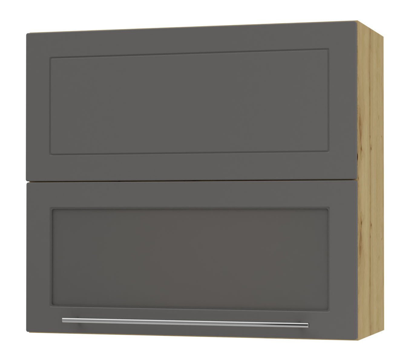 Feldmann-Wohnen Faltlifthängeschrank Kvantum (Klappenbeschläge mit Soft-Close-Funktion, 1-St., Fronten mit dekorativen Fräsungen und leicht abgerundeten Ecken) 80x32,5x72cm eiche artisan - graphit matt (Q-W8BS/80-AV) von Feldmann-Wohnen