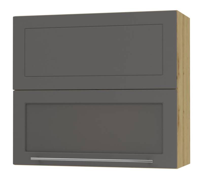 Feldmann-Wohnen Faltlifthängeschrank Kvantum (Klappenbeschläge mit Soft-Close-Funktion, 1-St., Fronten mit dekorativen Fräsungen und leicht abgerundeten Ecken) 80x32,5x72cm eiche artisan - graphit matt (Q-W8BS/80-AV) von Feldmann-Wohnen