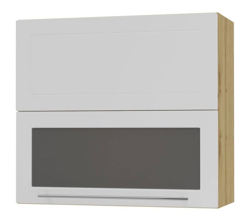 Feldmann-Wohnen Faltlifthängeschrank Kvantum (Klappenbeschläge mit Soft-Close-Funktion, 1-St., Fronten mit dekorativen Fräsungen und leicht abgerundeten Ecken) 80x32,5x72cm eiche artisan - weiß matt (Q-W8BS/80-AV) von Feldmann-Wohnen