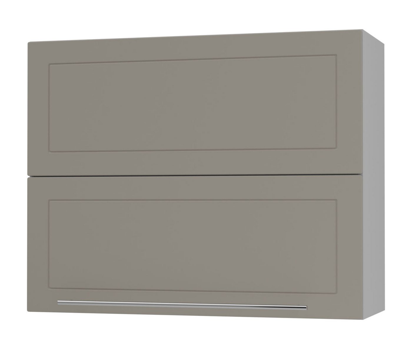 Feldmann-Wohnen Faltlifthängeschrank Kvantum (Klappenbeschläge mit Soft-Close-Funktion, 1-St., Fronten mit dekorativen Fräsungen und leicht abgerundeten Ecken) 90x32,5x72cm grau - beige matt (Q-W8B/90-AV) von Feldmann-Wohnen